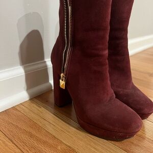 Red/burgundy suede Michael Kors boots